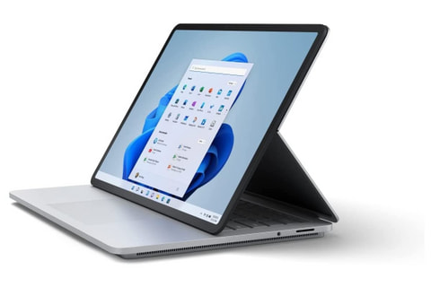 「Surface Laptop Studio」マイクロソフトのWin11搭載14.4型2in1、ディスプレイ中央にヒンジ構造